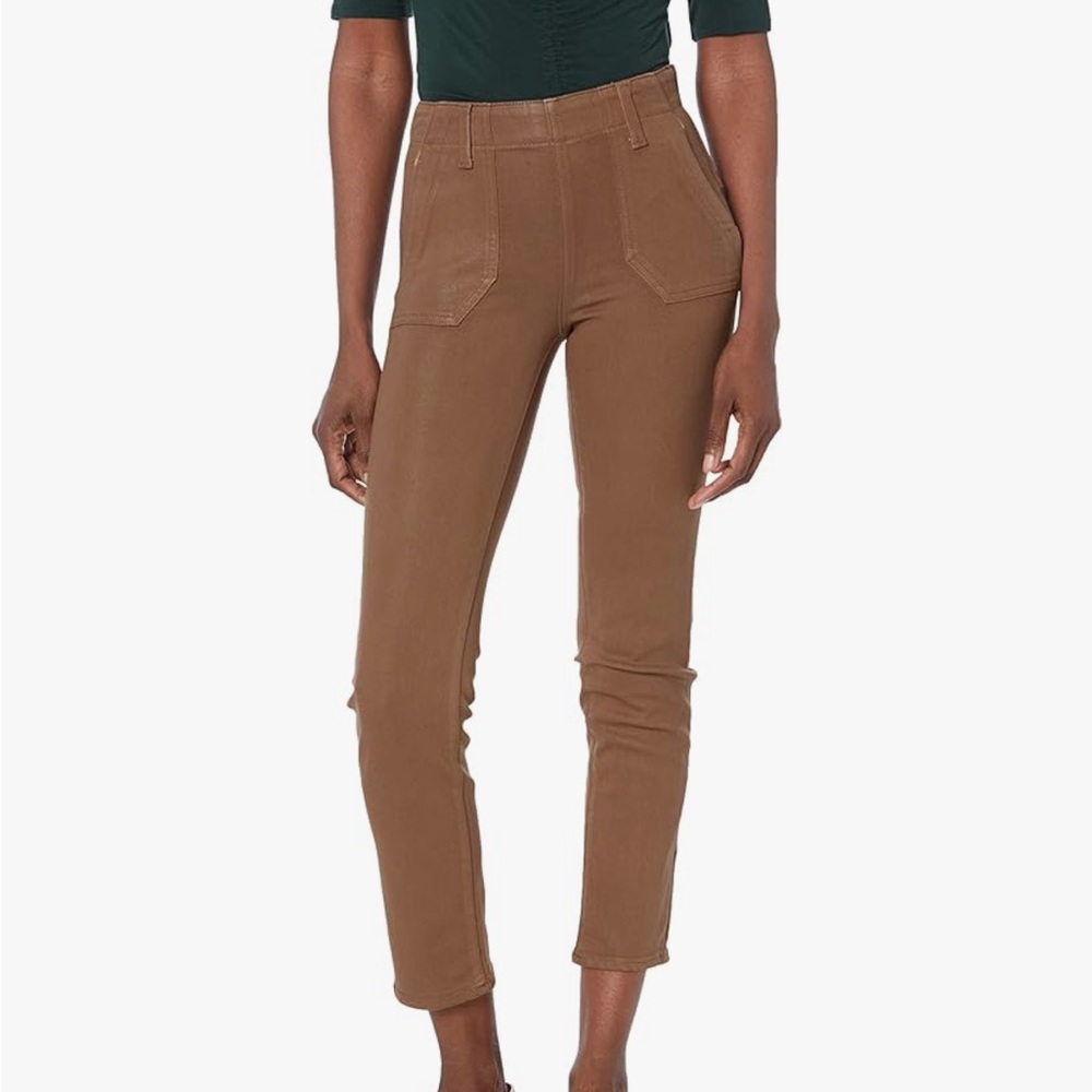 PAIGE Mayslie slim side zipper Cognac brown stretch pants women’s Sz 30